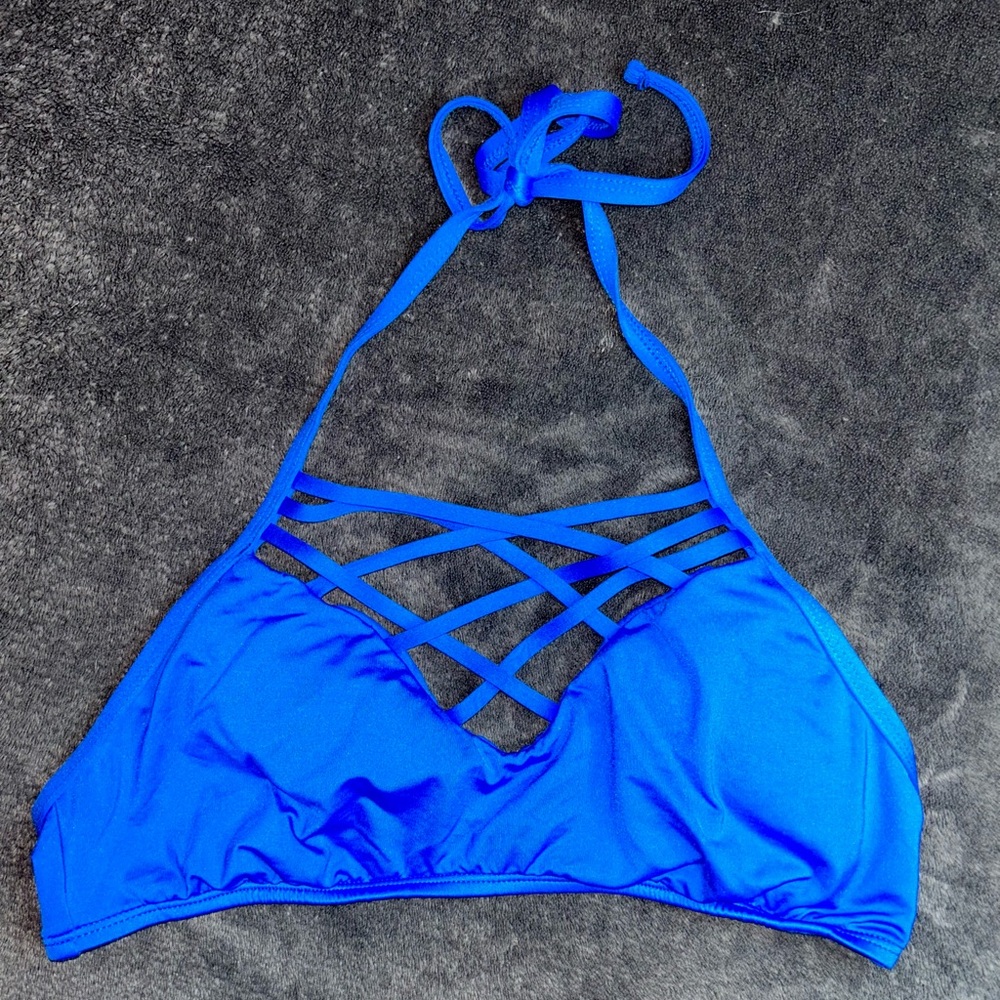 (3 For $20) Missimo Size M Royal Blue Criss Cross Halter Bikini Top